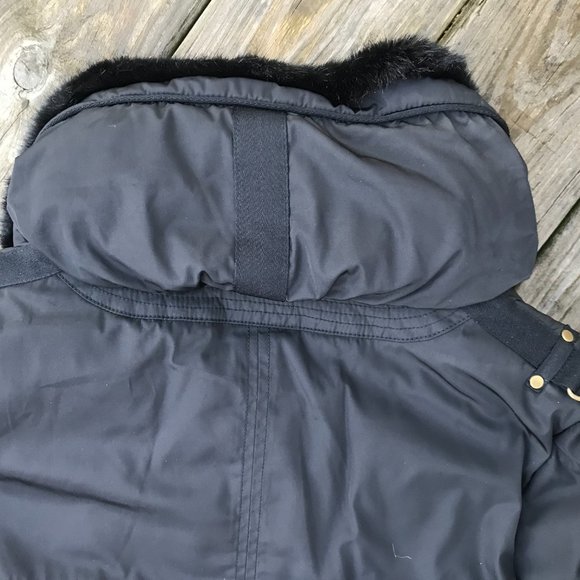 Next Women Jacket Black Faux Fur Winter Charcoal H - Picture 10 of 13